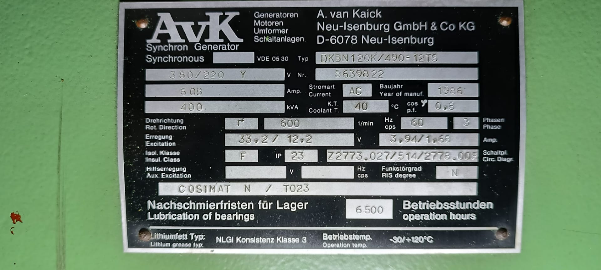 400KVA AVK DKBN120K/490-12TS